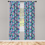 Ambesonne Abstract Window Curtains Pack Of 2, Digital Raindrops Leafage Creative Contemporary Style Print, Lightweight Set With