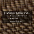 Crosley Furniture Bradenton 2-Piece Wicker Outdoor Coffee Table and Loveseat Patio Furniture Set for Porch, Brown with Navy Cushions