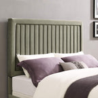 Crosley Furniture Grayson Channel Tufted Upholstered Bed Headboard, Granite Microfiber, Full/Queen