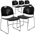 5 Pk. 880 lb. Capacity Black Ultra Compact Stack Chair with Chrome Frame