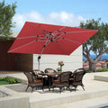 Purple Leaf Rectangle Patio Umbrella 9' X 12' Large Cantilever Umbrella, Terra