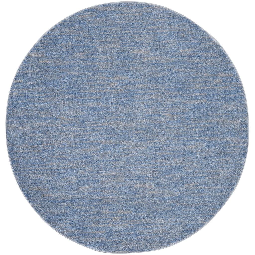 Nourison Essentials Indoor/Outdoor Blue/Grey 6' X Round Area -Rug, Easy -Cleaning, Non Shedding, Bed Room, Living Room, Dining Room, Backyard, Deck, Patio (6 Round)