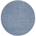 Nourison Essentials Indoor/Outdoor Blue/Grey 6' X Round Area -Rug, Easy -Cleaning, Non Shedding, Bed Room, Living Room, Dining Room, Backyard, Deck, Patio (6 Round)