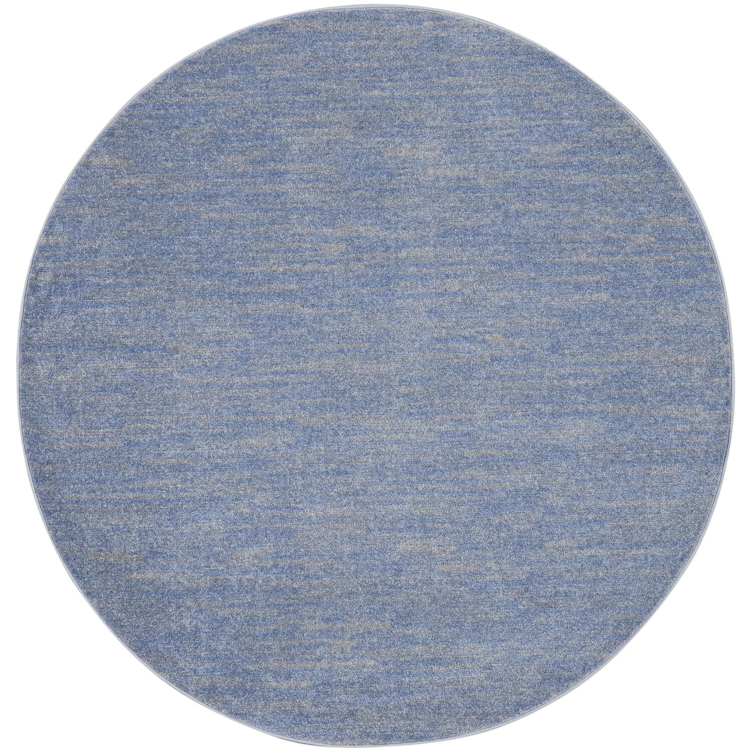 Nourison Essentials Indoor/Outdoor Blue/Grey 6' X Round Area -Rug, Easy -Cleaning, Non Shedding, Bed Room, Living Room, Dining Room, Backyard, Deck, Patio (6 Round)