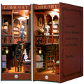 Dolphin Island Miniature Library DIY Book Nook Kit for Adults, 3D Wooden Puzzle Bookend, Booknook Shelf Bookshelf Insert Diorama