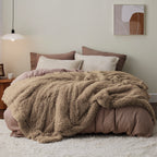 Bedsure Faux Fur Blankets Queen Size Taupe - Fuzzy, Fluffy, And Shaggy Faux Fur, Soft And Thick Sherpa, Cozy Warm Decorative Gif