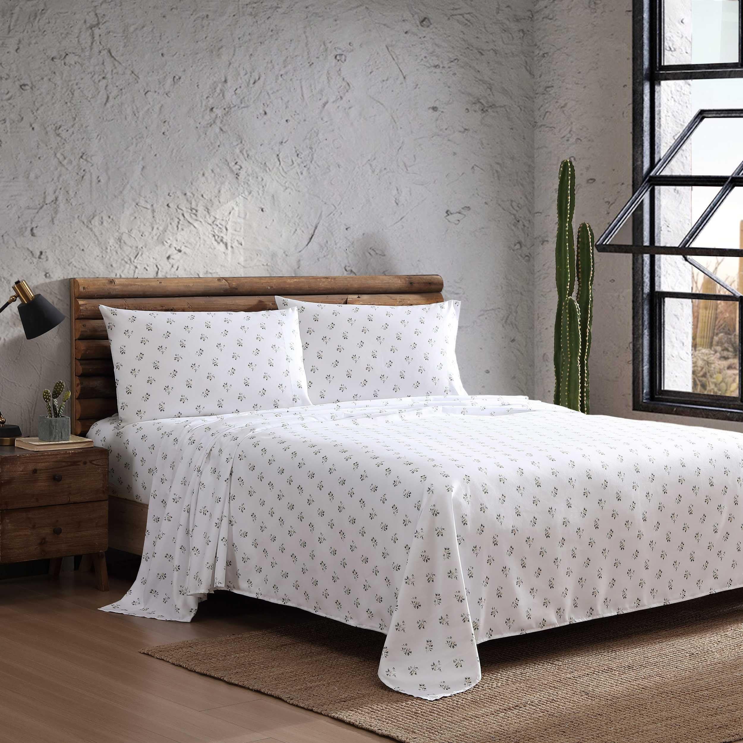 Wrangler - Sheet Set, Breathable & Wrinkle Resistant Bedding, Includes Matching Sham & Pillowcase, Yellowstone Inspired, Floral Luxurious Bedding Set (Sketchy Ditsy Green, Twin)