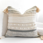 Blissblush Gray Boho Throw Pillow Cover 20X20 Grey Decorative Accent Pillow For Couch Square Woven Textured Pillowcase Modern Fa