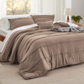 Bedsure Brown California King Comforter Set - 4 Pieces Pinch Pleated Bed Set, Down Alternative Bedding Sets For All Season, Incl