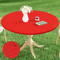 Smiry Round Picnic Tablecloth, Waterproof Elastic Fitted Table Covers for 57 - 68 Tables, Wipeable Flannel Backed Vinyl Tableclo