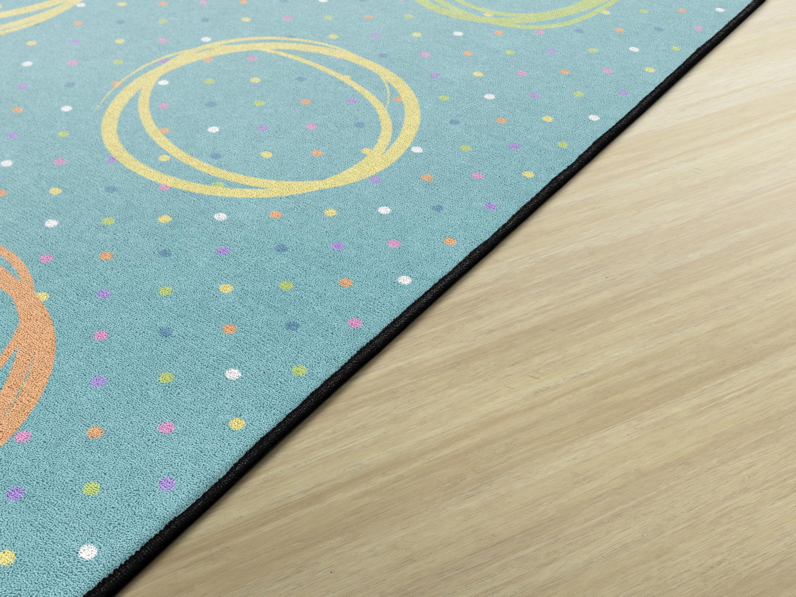 Flagship Carpets FA2880-58FS Smiley Circle Sampler Educational Area Rug Nylon Blue & Multi 10'6"x13'2"