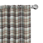Ambesonne Brown Plaid Curtains, Brown Blue Associated Print Repeating Squares and Stripes Geometric Layout, Window Treatments 2 