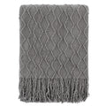 Battilo Home Dark Grey Throw Blanket For Couch, Textured Solid Soft Sofa Throw, Knitted Decorative Grey Blanket, 50''X60''