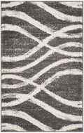 SAFAVIEH Adirondack Collection Accent Rug - 26 x 4, Charcoal & Ivory, Modern Wave Distressed Design, Non-Shedding & Easy Care,