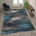 Flash Furniture Rylan Collection Abstract Area Rug - Scraped Design Blue Olefin Rug - 8' X 10' Area Rug - Jute Backing - Living Room, Bedroom, & Family Room