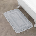 Laura Ashley Crochet Cotton 24x40 Bath Rug, Light Grey