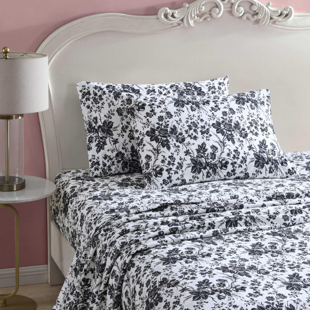 Betsey Johnson - Twin Sheets, Soft & Lightweight Bedding, Fade & Wrinkle Resistant, Ideal Valentine'S Day Gifts (Betseys Toile Black, Twin)