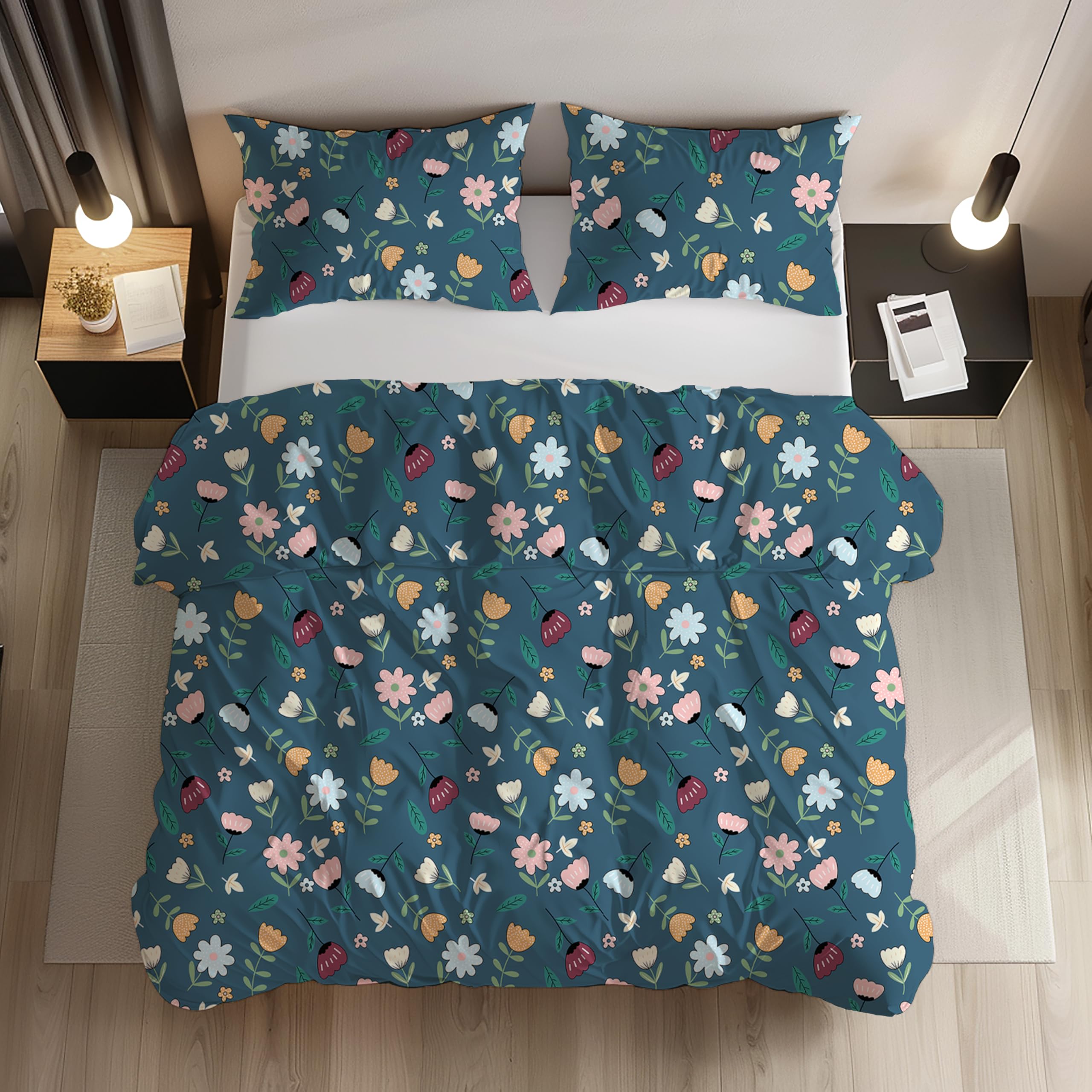 Loomlyfe All Season 220 Gsm King Size Double Bed Ac Comforter/Blanket/Duvet For All Seasons/Weathers  Pack Of 1  Bluemultiflow