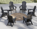 Plawdlik Folding Adirondack Chair Set of 6, Cup Holder,Wooden Textured ,Heavy All-Weather HDPE Comfortable Set Poolside Backyard