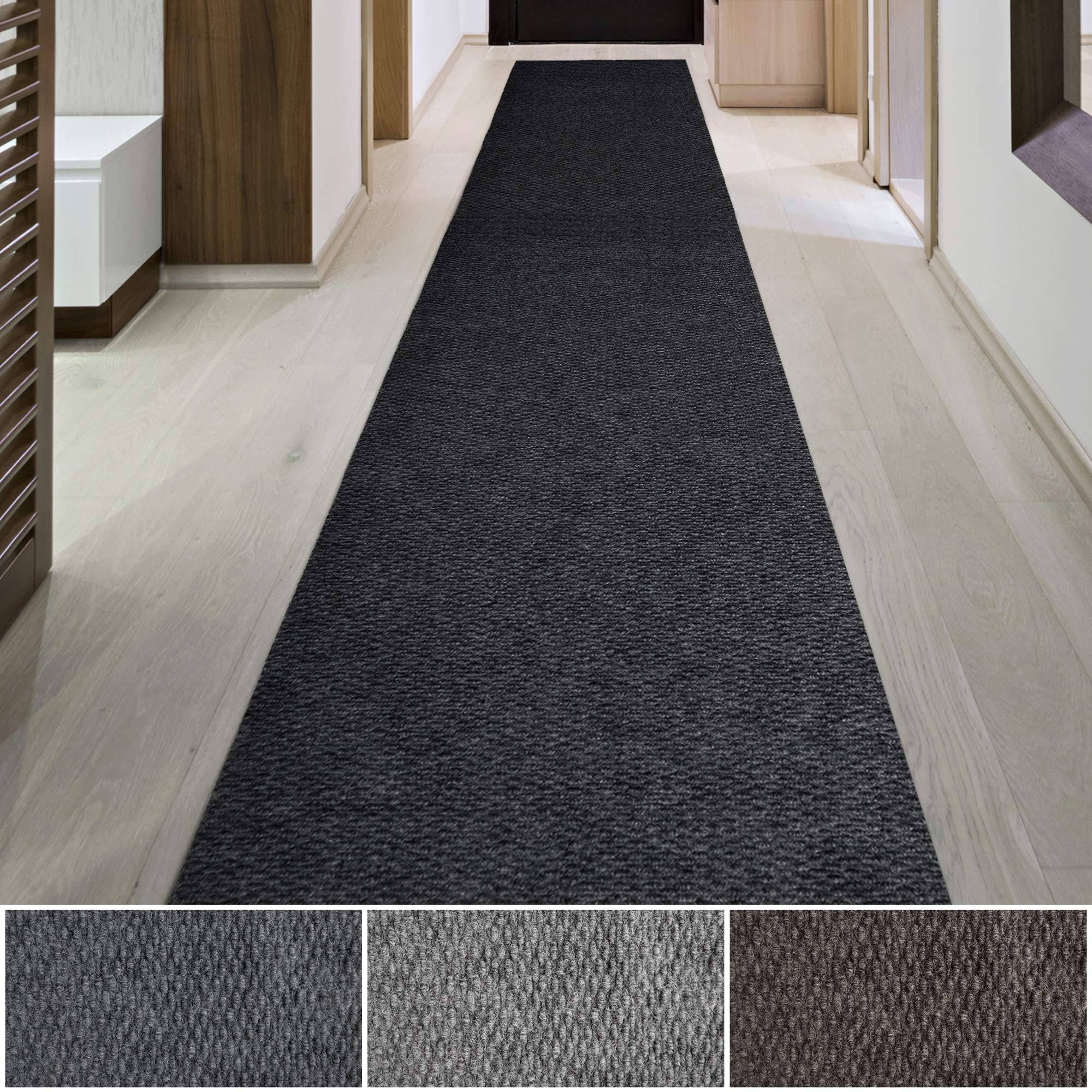 iCustomRug Spartan Weather Warrior Heavy Duty Indoor/Outdoor Utility Textured Runner, Non-Slip Rubber Backing 4 x 14 Black