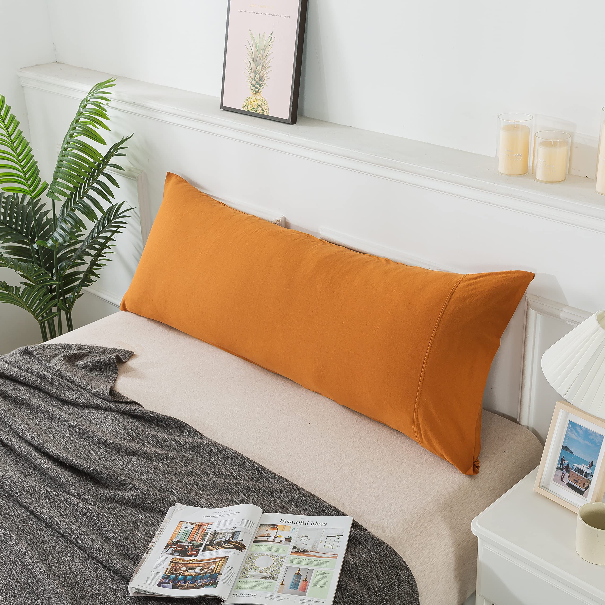 Household 100% Jersey Cotton Pillowcase 20   X54   -Light Weight, Comfortable, Super Soft Pillow Case With Envelope Closure (Bur
