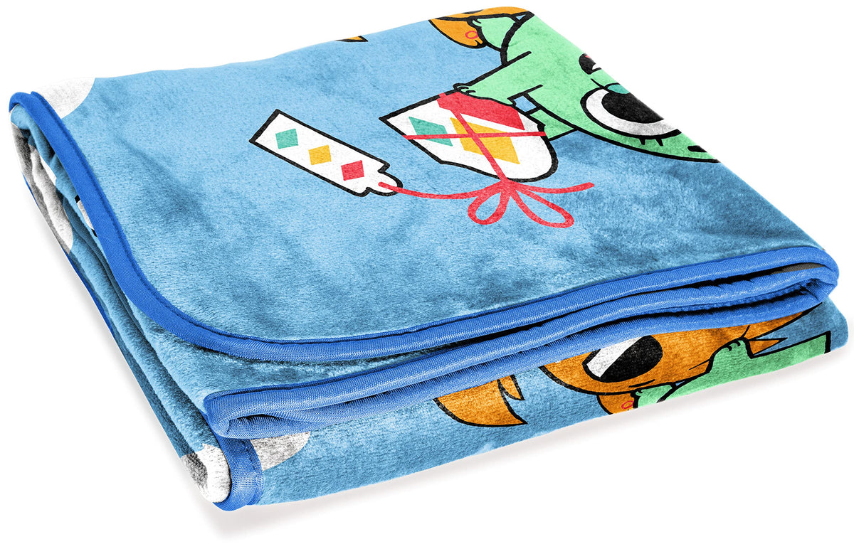 Jay Franco Pikwik Pack Animal Friends Blue Throw Blanket - Measures 46 X 60 Inches, Kids Bedding - Soft & Cozy Fleece