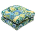 Pillow Perfect Outdoor/Indoor Tufted Seat Cushions (Round Back), 19' X 19', Blue Omnia Lagoon 2 Count