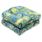 Pillow Perfect Outdoor/Indoor Tufted Seat Cushions (Round Back), 19' X 19', Blue Omnia Lagoon 2 Count