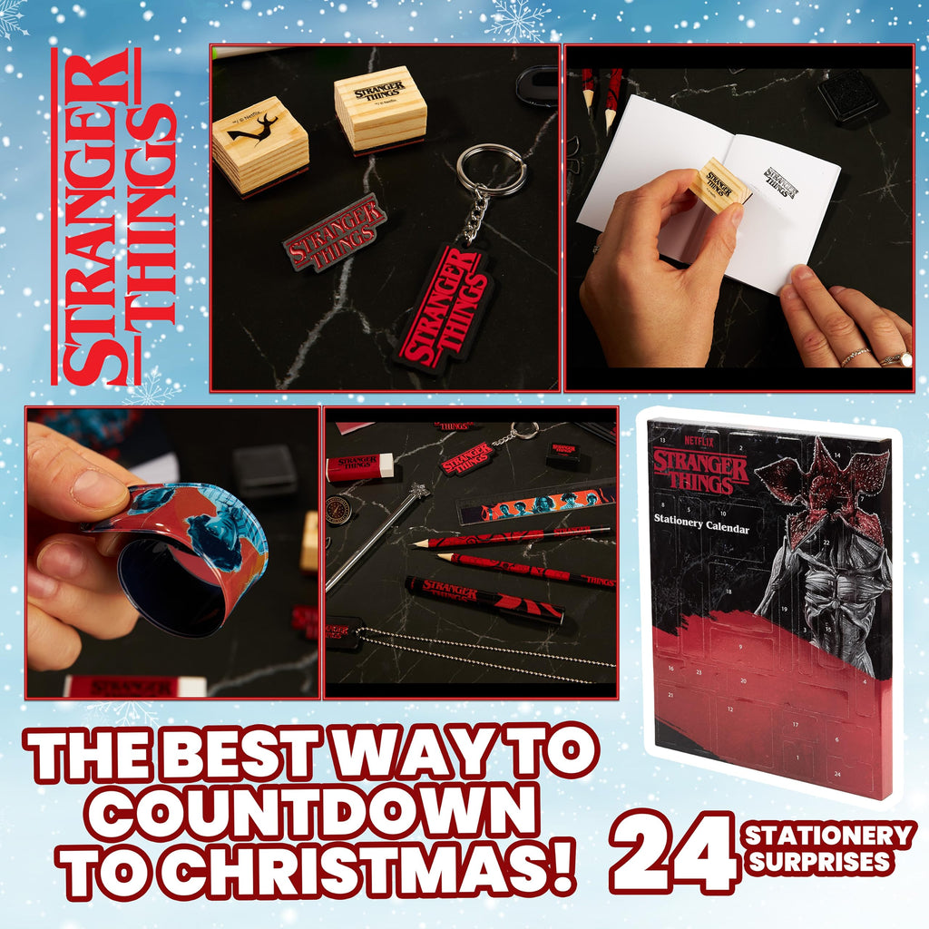Stranger Things Advent Calendar 2024 - Stationery, Necklace, Keyrings, Stamps & Stickers - Multicolour - Model 968