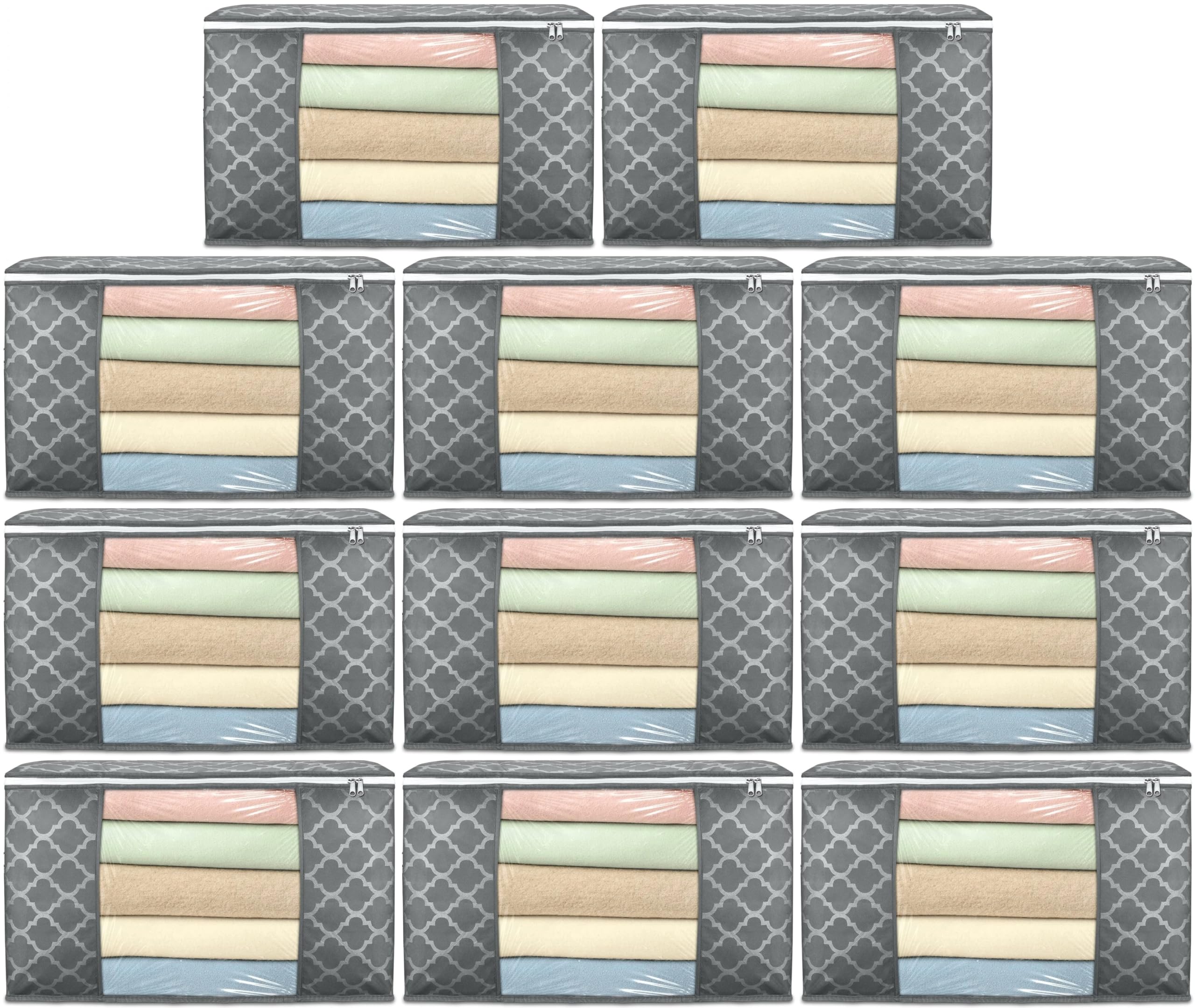 Acnos Clothes Storage Organizer Grey Design White Chain 11 Piece Non Woven Large Size Cloth Cover Set Pack Of 11