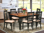 East West Furniture WENI7-BCH-C 7 Piece Dining Room Furniture Set Consist of a Rectangle Kitchen Table with Butterfly Leaf and 6 Linen Fabric Upholstered Chairs, 42x60 Inch, Black & Cherry