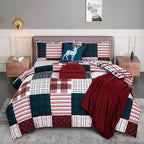 Elegant Comfort Silky Soft 8-Piece Cabin Lodge Bed-In-A-Bag Comforter Set, Includes 4Pc Smart Sheet Set, Comforter, Decorative Pillow, Matching Pillowcases And Shams - Full/Queen, Burgundy