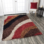 Rizzy Home | Km2322 | Kempton Collection | Polyester Area Rug | 5' X 7' | Multi/Red/Brown/Khaki/Camel/Black Stripe