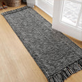 Collive Hallway Runner Rug, 2 x 5 Soft Washable Kitchen Runner Rug, Black Contemporary Modern Laundry Room Rugs Indoor Hand-Wo