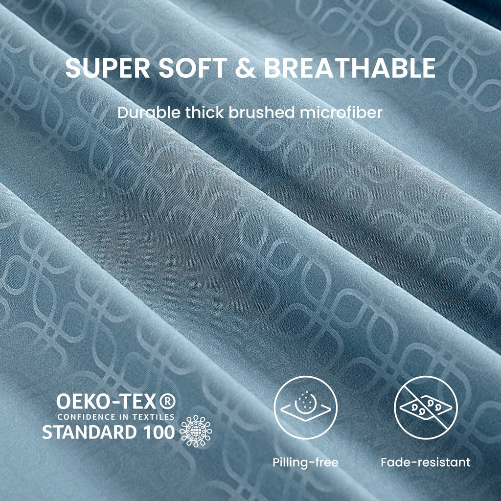 Sleep Zone Luxury Embossed Twin Bed Sheets Set For Kids, Four-Leaf Clover Pattern Sheet & Pillowcase Sets 3 Piece - Super Soft, Wrinkle Free, Fade Resistant, Deep Pocket 16' (Flint Blue, Twin)