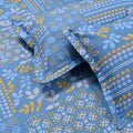 Huesland By Ahmedabad Cotton 144 Tc Double Bedsheet Cotton With 2 Pillow Covers | Blue, Yellow & White