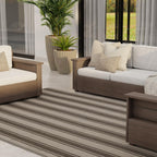 Mad Mats Geometric Outdoor Rug, Reversible Plastic Mat (4' X 6', Vertical Stripe - Beige)
