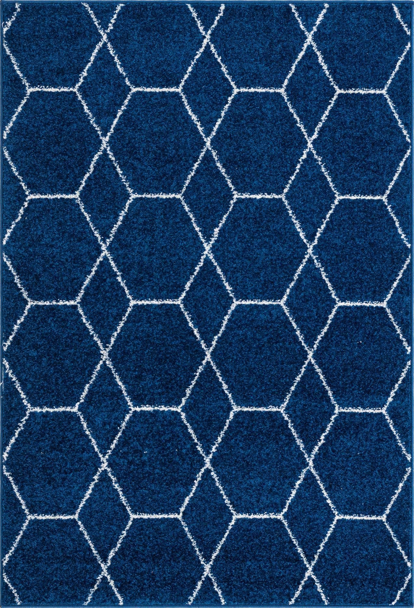 Unique Loom Trellis Frieze Collection Area Rug - Geometric (4 1 x 6 1, Navy Blue/ Ivory)