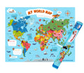 FlyingKids World Map Poster for Kids. Educational, interactive, personalized, laminated nursery wall art that grows up with kids