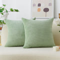Home Brilliant Throw Pillow Covers 18X18 Solid Plush Corduroy Striped Square Pillow Covers For Couch Set Of 2 Summer Decorative