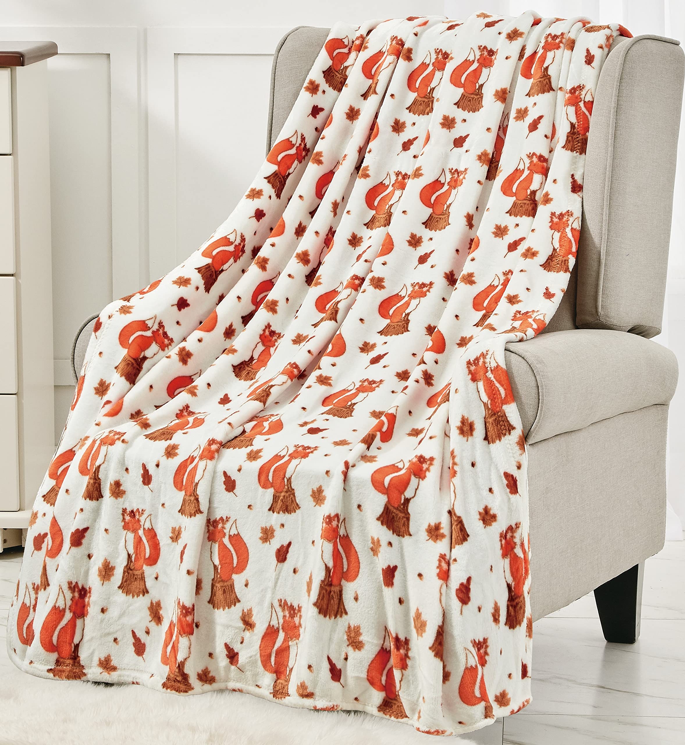 Faith, Hope, Love Home D  Cor Decor&More Autumn Wonder Microplush Throw Blanket (50' X 60') - Fox In The Forest