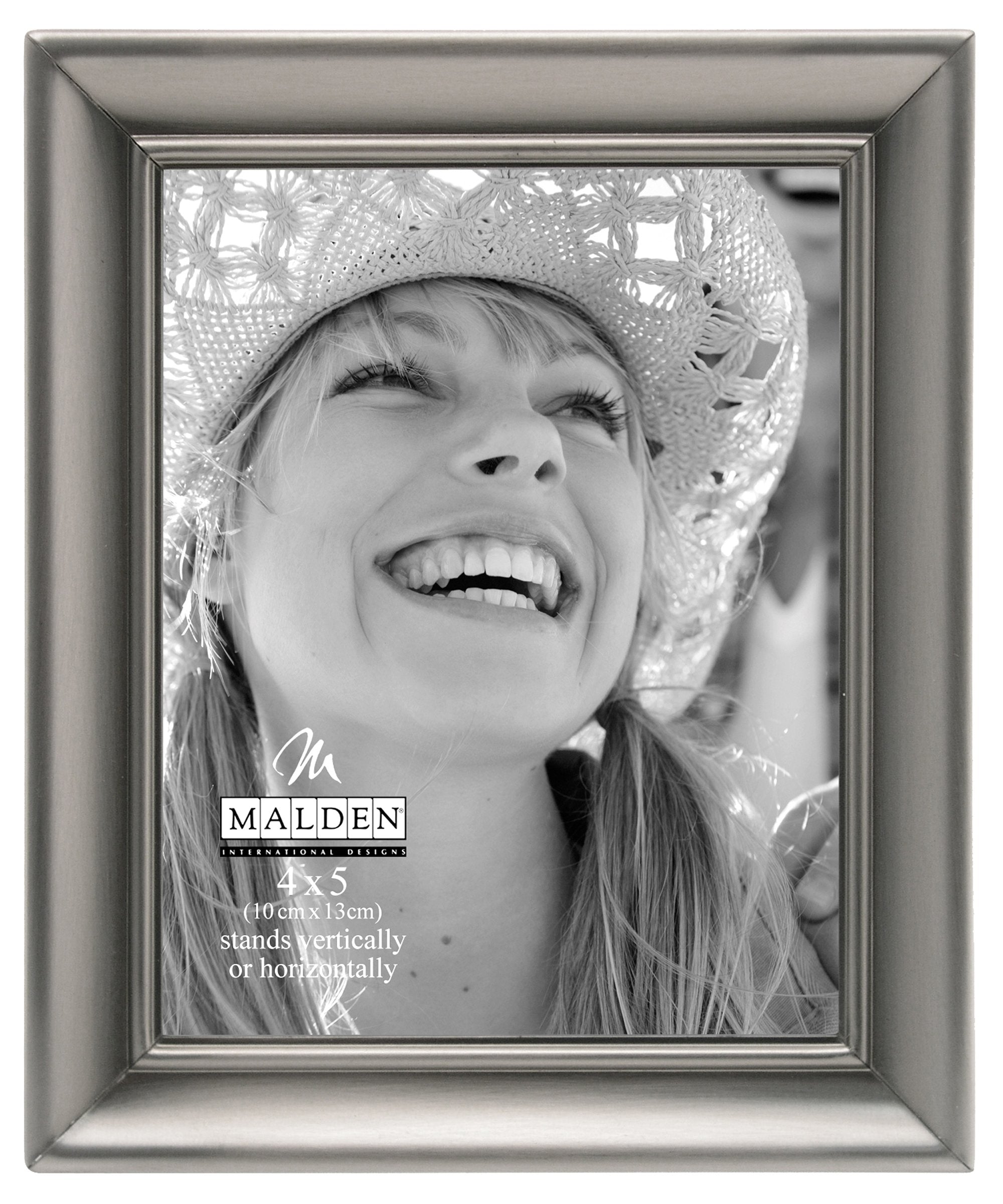 Malden International Designs Concourse Pewter Metal Picture Frame, 4x5, Silver - 192-45