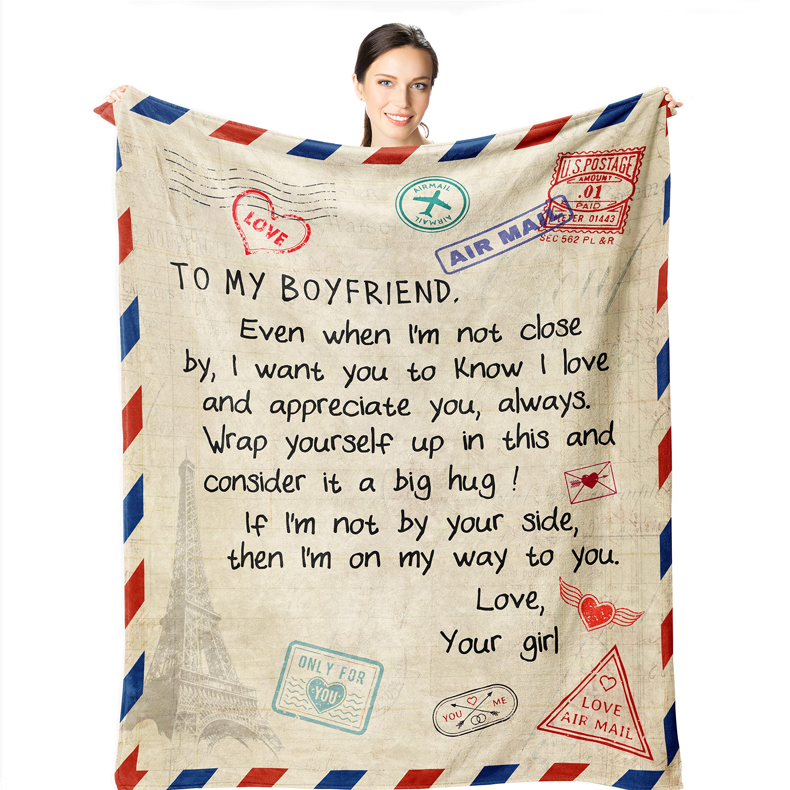 Wisegem Gifts For Boyfriend - Boyfriend Gift From Girlfriend Blanket 60'X50' For Him Boyfriend Christmas - Best Presents For B
