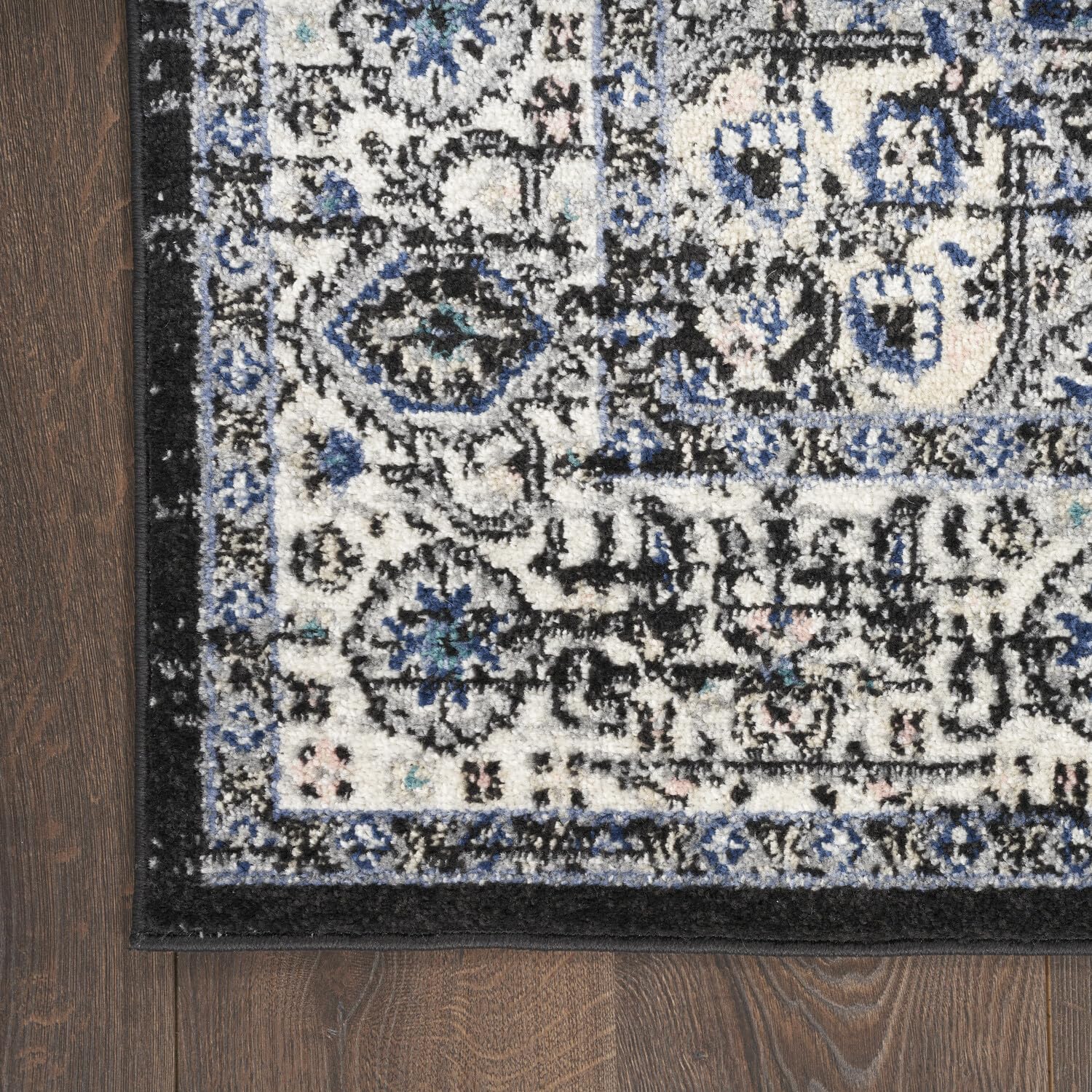 Nourison Passion Black Ivory 5'3'' X 7'3'' Area Rug, Boho, Traditional, Easy-Cleaning, Non Shedding, Bed Room, Living Room, Hall