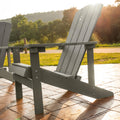 Flash Furniture Charlestown Indoor/Outdoor Faux Wood Adirondack Chair, Weather-Resistant Polyresin Patio Adirondack Chair with 350-lb. Static Weight Capacity, Gray