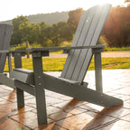 Flash Furniture Charlestown Indoor/Outdoor Faux Wood Adirondack Chair, Weather-Resistant Polyresin Patio Adirondack Chair with 350-lb. Static Weight Capacity, Gray