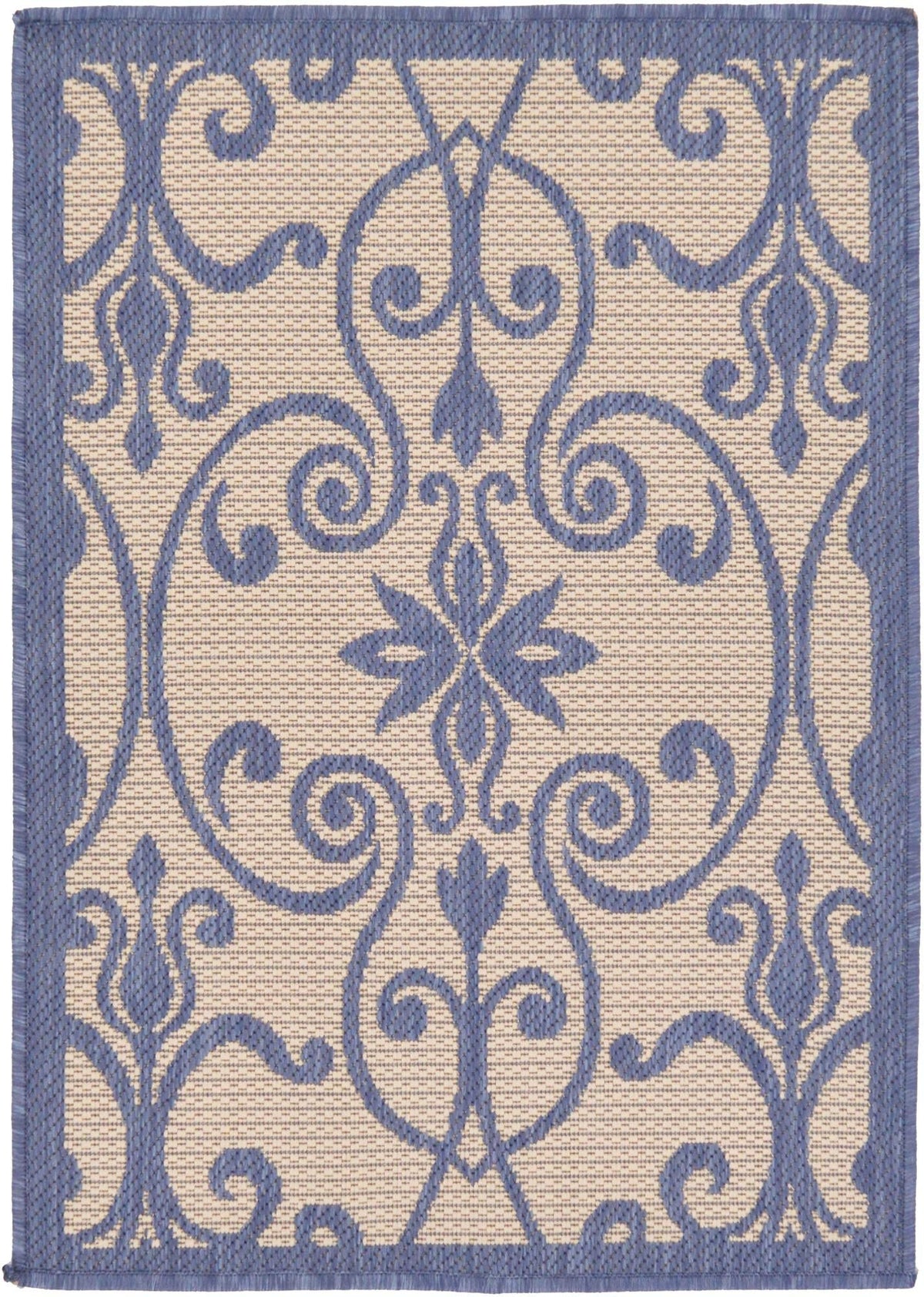 Unique Loom Outdoor Botanical Collection Area Rug - Gate (2 2 x 3 1 Rectangle, Blue/ Beige)