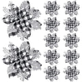 Canlierr 5.7 Inch Artificial Poinsettias Christmas Glitter Flowers with Clips Xmas Tree Flower Ornament Poinsettias Decor (Black