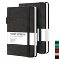 Rettacy Small Notebook 2-Pack - A6 Leather Hardcover Pocket Notebook With 160 Pages Per Pack, College Ruled Notebook, 100 Gsm Pr