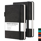 Rettacy Small Notebook 2-Pack - A6 Leather Hardcover Pocket Notebook With 160 Pages Per Pack, College Ruled Notebook, 100 Gsm Pr